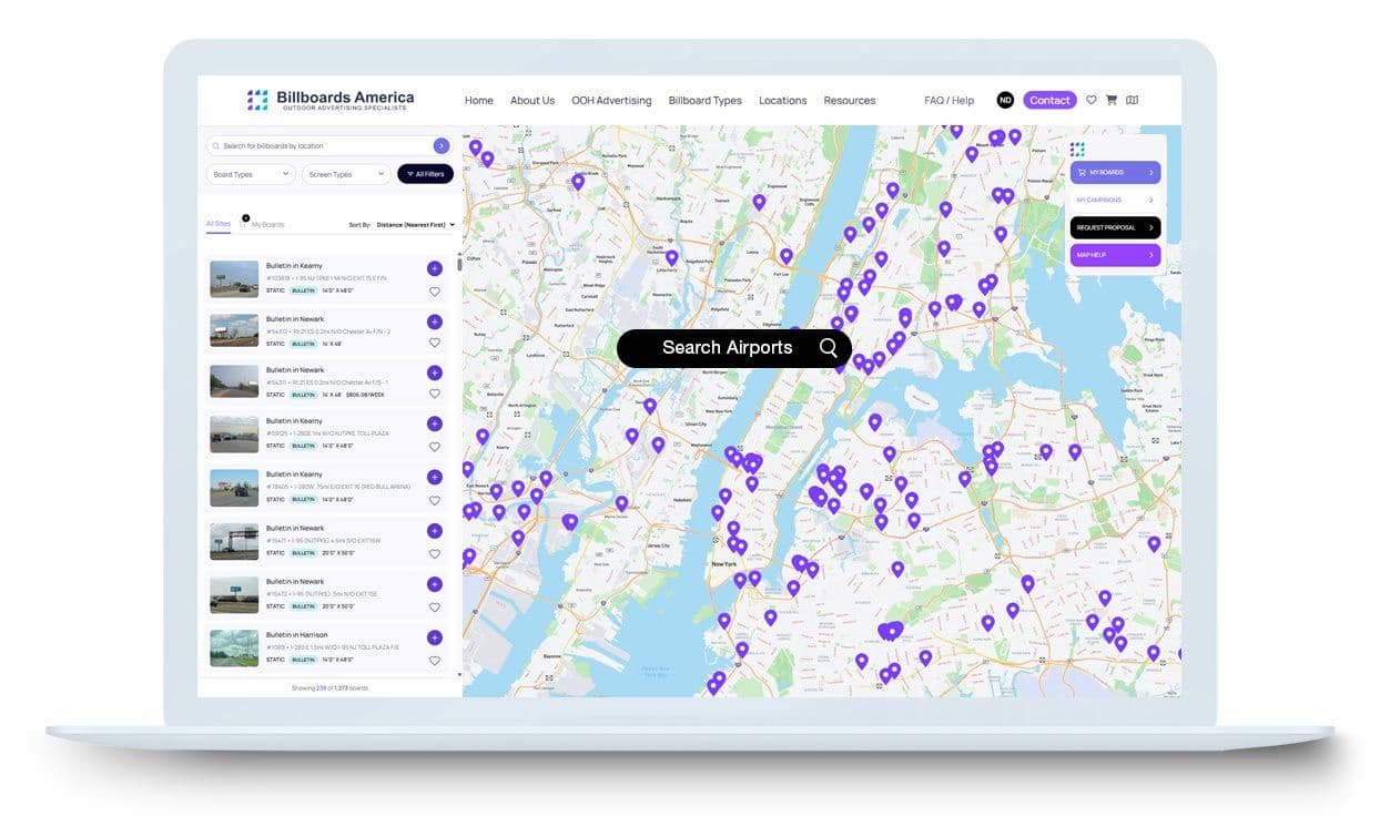 Search for airport ads across america