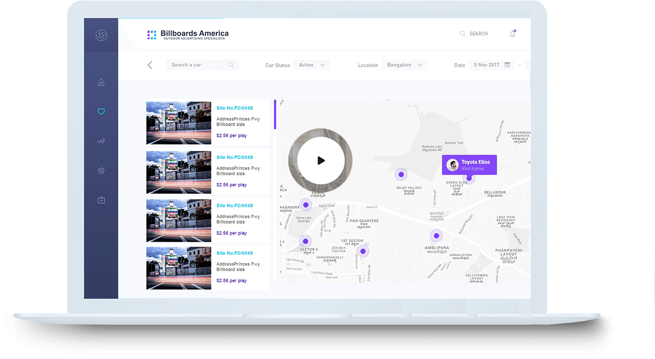 Mapping system showing how to book billboards in america